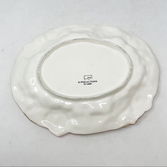 FITZ & FLOYD 1994 Embossed Oval Plate Roses, Violets MAYFAIR Floral 9.5” X 7.5” - Picture 7 of 7